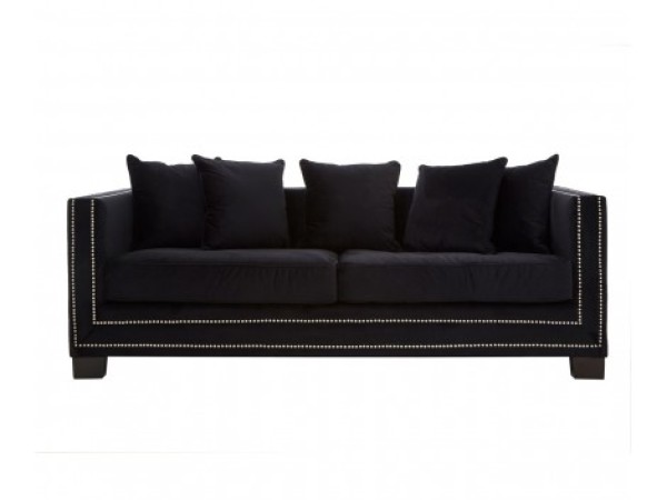 Chimes - Hampstead 3 Seater Black Velvet Sofa