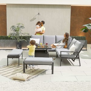 Nova - Enna Compact Corner Dining Set with Rising Table & 2x Bench - Grey