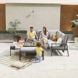 Nova - Enna Compact Corner Dining Set with Rising Table & 2x Bench - Grey