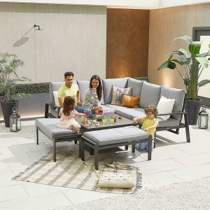 Nova - Enna Compact Corner Dining Set with Rising Table & 2x Bench - Grey