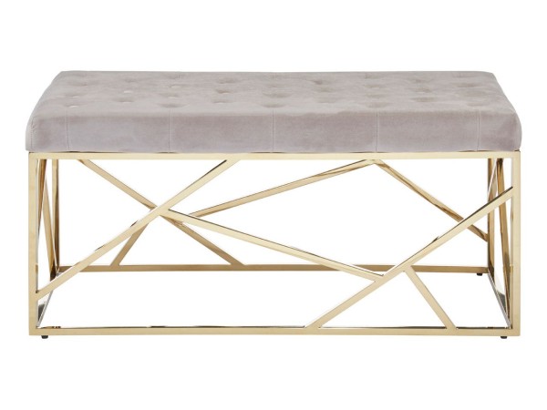 Chimes - Ariana Mink Velvet / Gold Finish Frame Bench