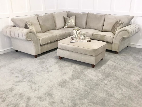 Chimes - Belvedere Corner Sofa - With Foot Stool - Stone