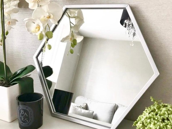 Chimes - Silver Hexagon Mirror 50CM