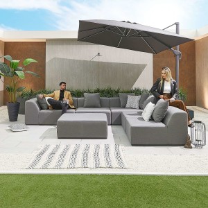 Nova - Buddha All Weather Fabric Sofa Set & Footstool - Light Grey