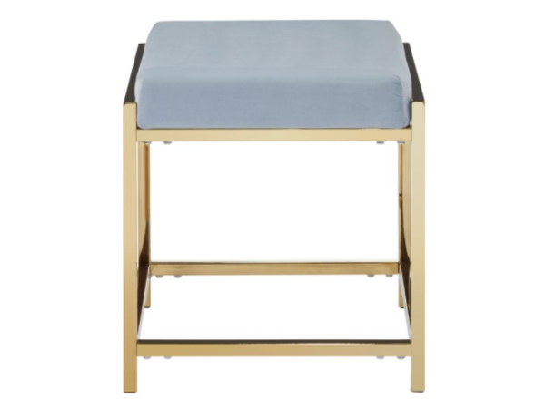Chimes - Athena Grey Velvet Gold Finish Stool