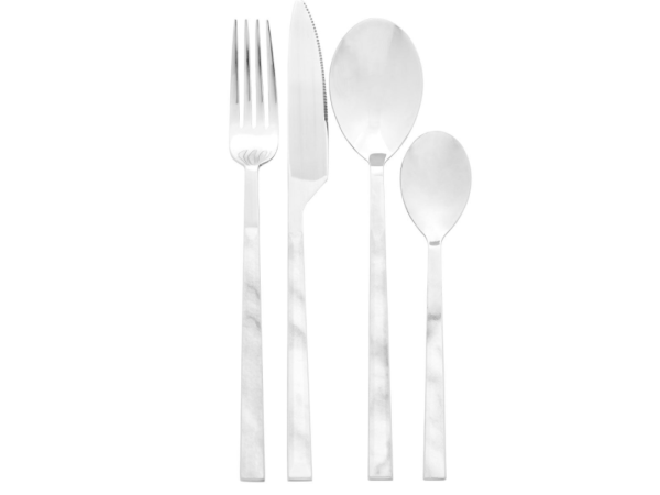Chimes - 16pc White Marble Effect Cutlery Set