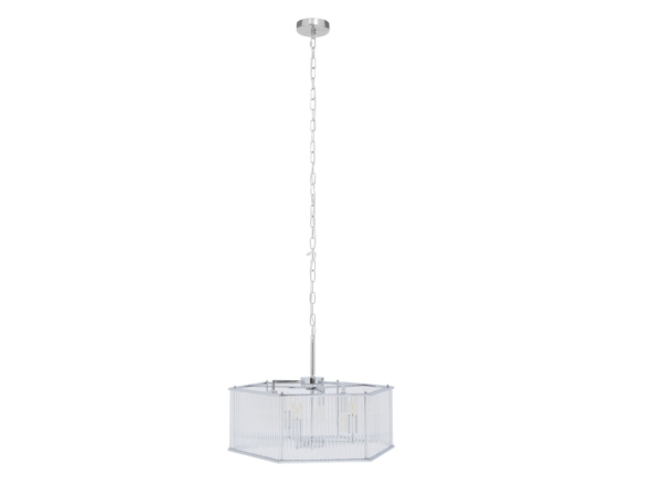 Chimes - Listra 6 Light Hexagonal Chrome Pendant Light