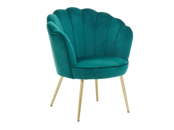 Chimes - Monroe Emerald Green Velvet Scalloped Chair