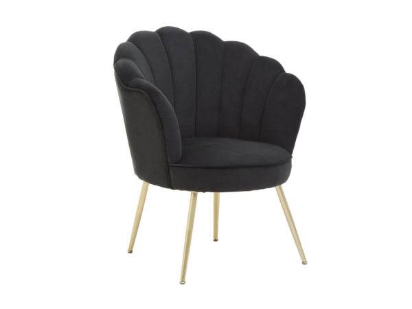 Chimes - Monroe Black Velvet Scalloped Chair