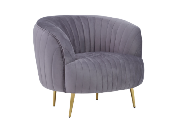Chimes - Sienna Grey Velvet Chair With Gold Legs