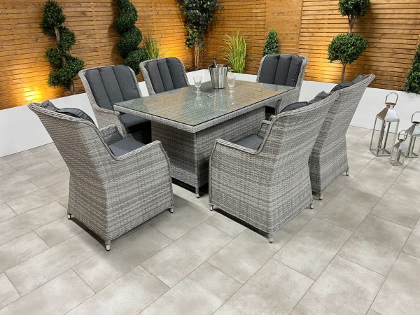 Chimes - Stone Grey Bella 6 Seat Rectangular Dining Set - 1 Meter x 1.5 Meter Rectangular Standard Table