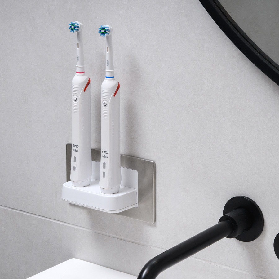 Chimes - ProofVision In-Wall Twin Electric Toothbrush Charger Plate - Brushed Steel