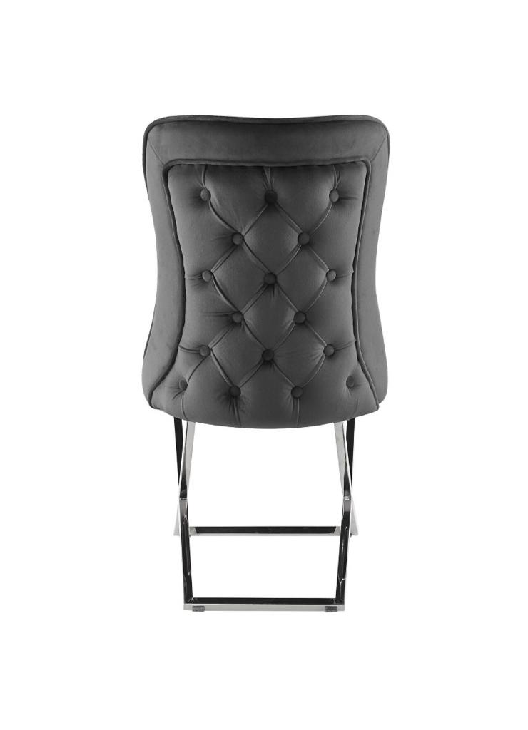 Evelyn Deep Button Back Velvet Dining Chair Grey Chimes