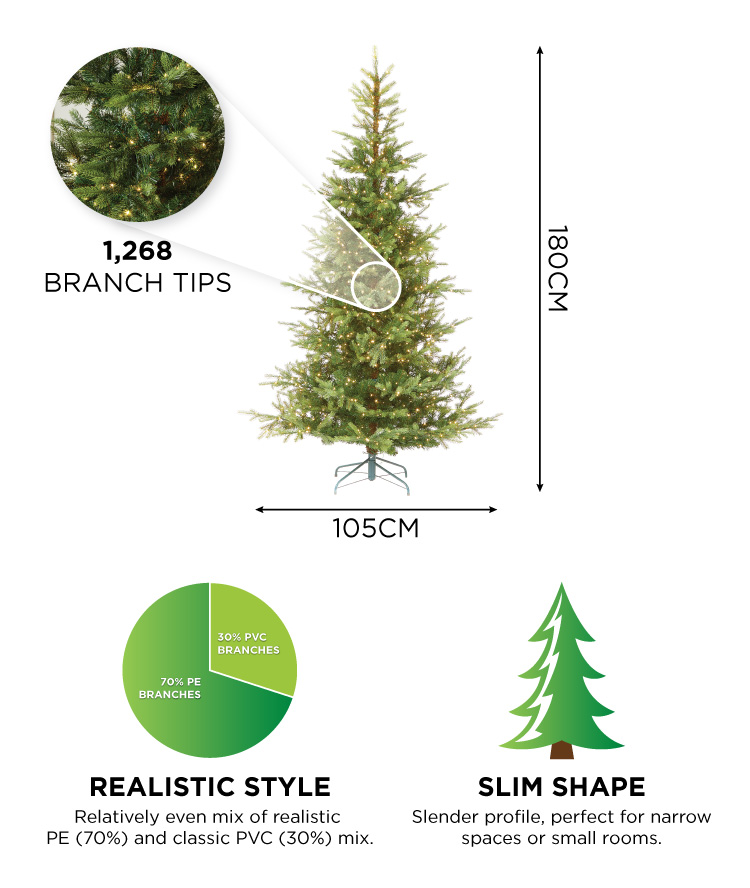 Calgary Fir Slim Pre-Lit 6ft Artificial Christmas Tree