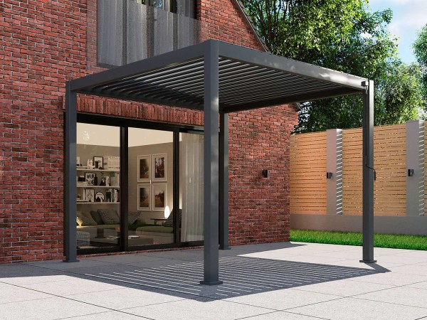 Nova - Titan 3.6m x 3.6m Square Aluminium Pergola in Grey - LOW STOCK