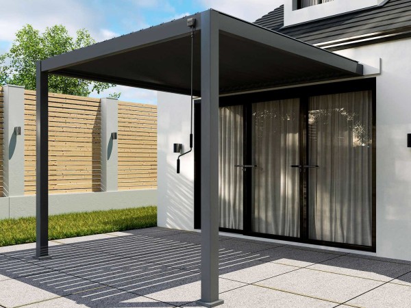 Nova - Titan Aluminium Wall Mounted Pergola - 3.6m x 3m Rectangular in Grey