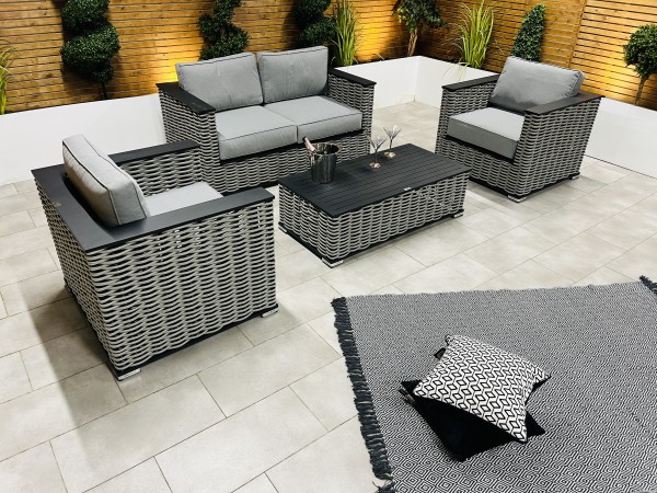 Chimes - Monaco Aluminium 2 Seat Sofa Set with Coffee Table - Rope Weave - LOW STOCK