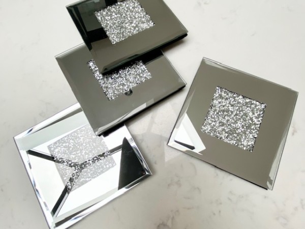 Chimes - Set of 4 Diamonte mirrored coasters