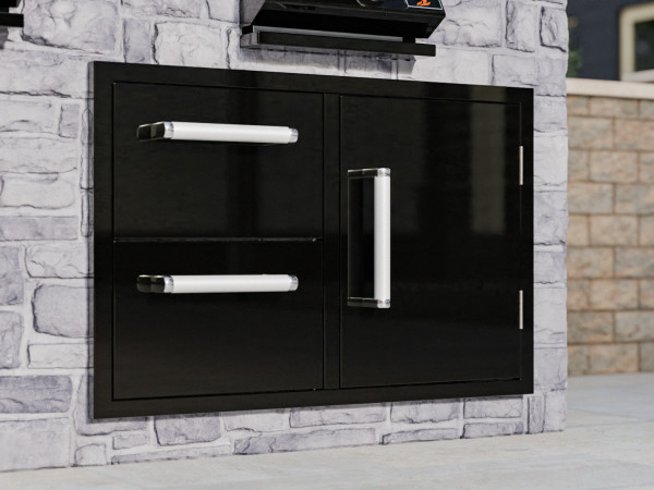 Whistler Grills - Built-In Double Drawer & Single Door Unit - Black