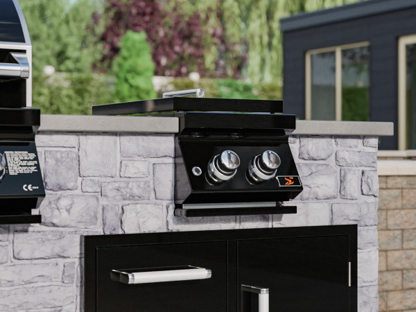 Whistler Grills - Burford Double Built in Propane Side Burner Grill SB3 - Black