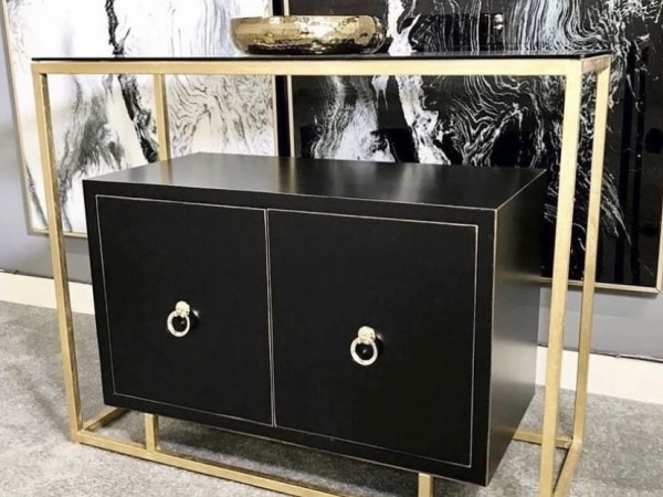 Aurora Gold & Black Suspended 2 Door Cabinet