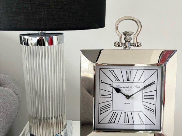 Silver Nickel Amberlyn Table Clock
