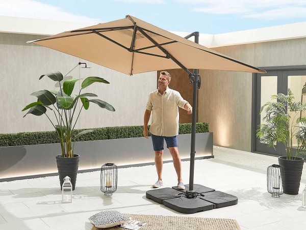 Nova - Apollo 3m x 2m Rectangular Cantilever Parasol- Crank & Tilt - Beige - 1 IN STOCK