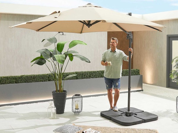 Nova - Apollo 3m Round Cantilever Parasol- Crank & Tilt - Beige - LOW STOCK