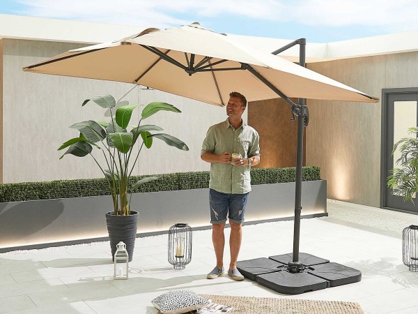 Nova - Apollo 2.5m Square Cantilever Parasol- Crank & Tilt - Beige
