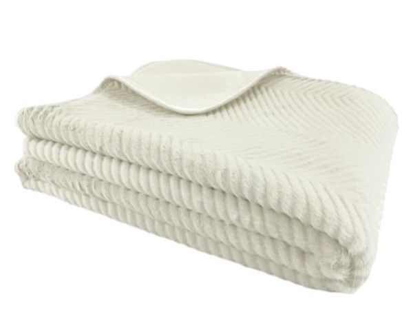 Cream Malini Chevron Faux Fur Piped Throw