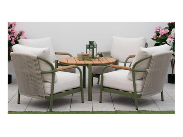 Nova - Ashley 4 Seat Dining Set - 0.9m Round Table - Green