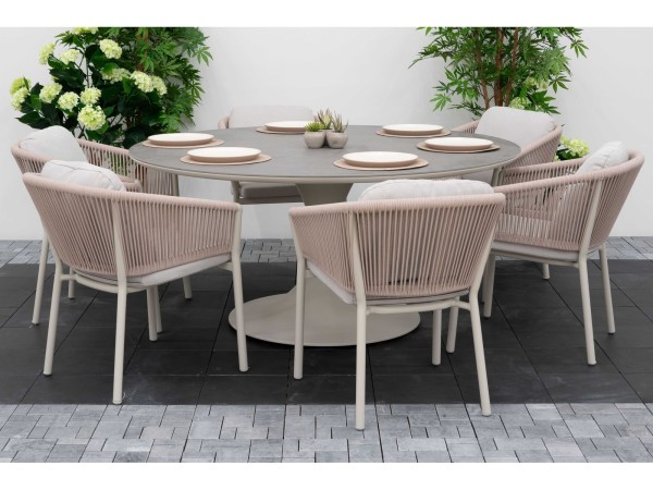 Nova - Hayden 6 Seat Round Dining Set - Pebble