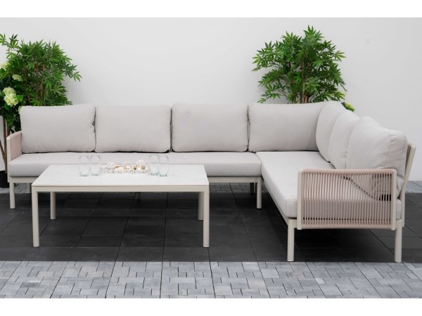 Nova - Hayden Large Corner Sofa Set with Rectangular Coffee Table - Pebble