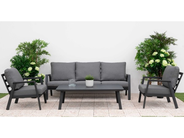 Nova - Phoenix 3 Seater Sofa Set with Rectangular Coffee Table - Grey