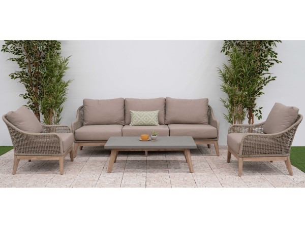 Nova - Summer 3 Seater Sofa Set with Rectangular Coffee Table - Beige