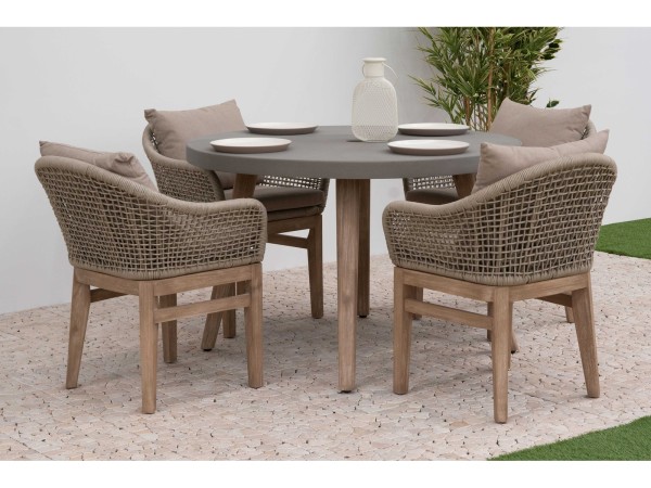 Nova - Summer 4 Seat Round Dining Set - Beige