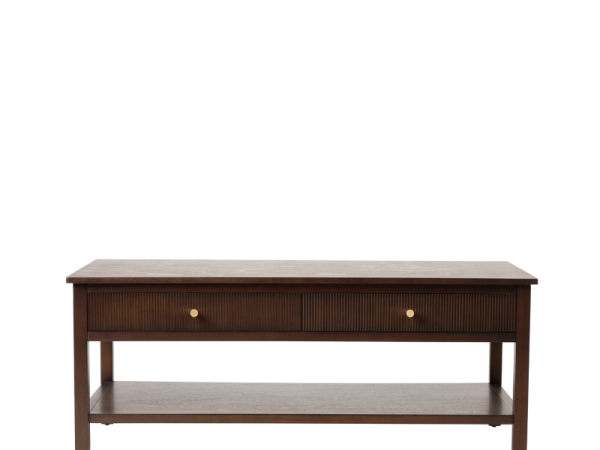 Liana 2 Drawer Coffee Table Walnut Brown with Gold Handles