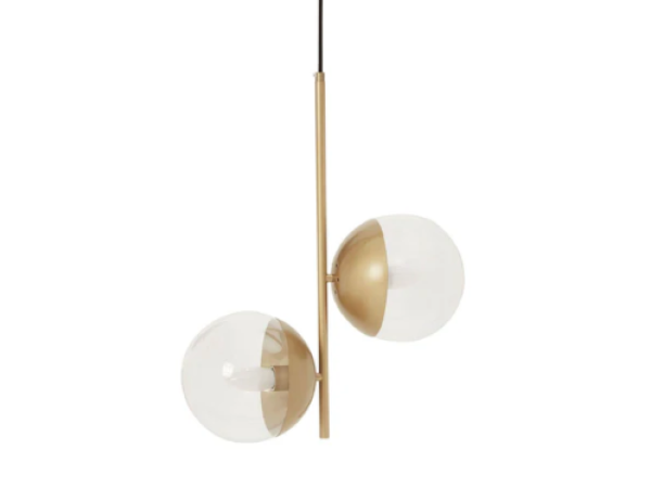 Raine Gold Finish Pendant Light With Two Glass Shades