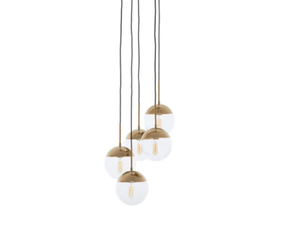 Raine Gold Finish Five Pendant Lights