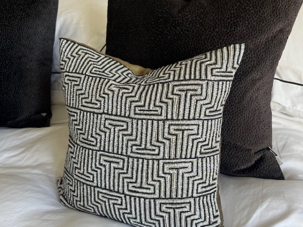 Chimes-Black and Gold Embellished Cushion 40 x 40