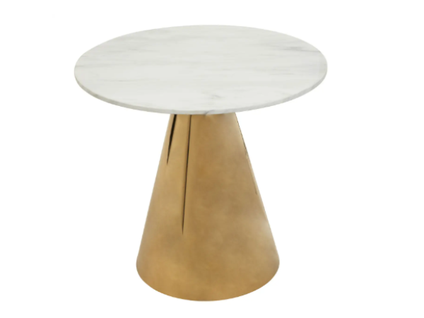 Arcadia White Marble Top Dining Table  In Gold
