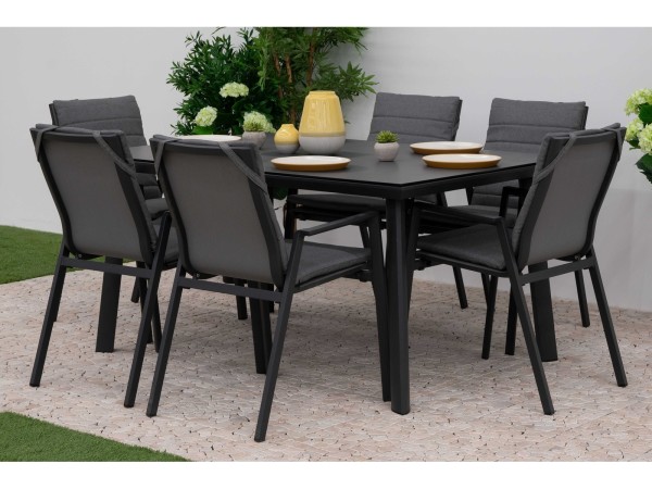 Nova - Zara 6 Seat Dining Set - 1.5 x 1.0m Rectangular Table - Grey