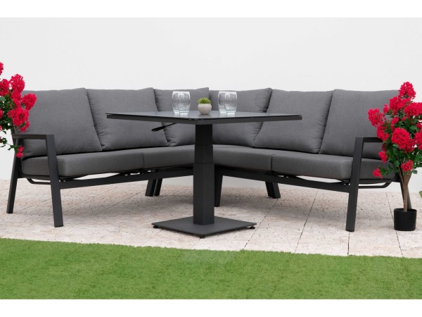 Nova - Zara Corner Sofa Lounge Dining Set with Square Rising Table - Grey