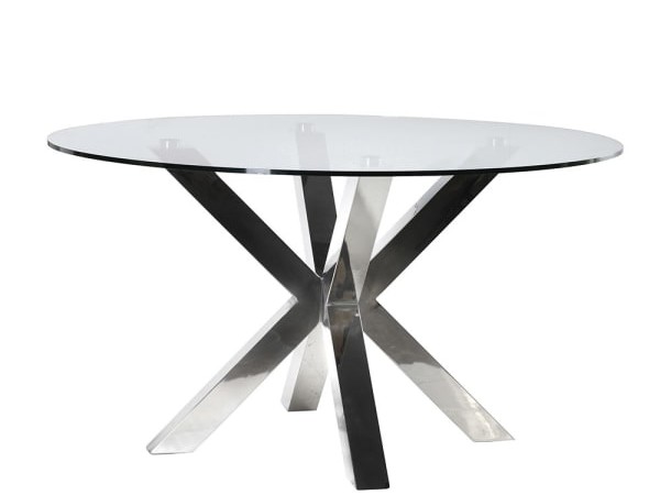 Tia Glass And Steel Round Dining Table