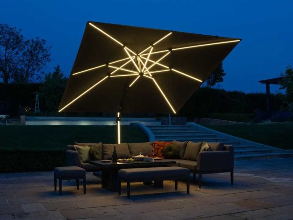 Nova - Astra 3m Square LED Cantilever Parasol - Grey