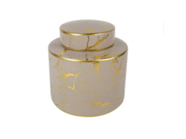 Chimes - Beige and gold crackle jar