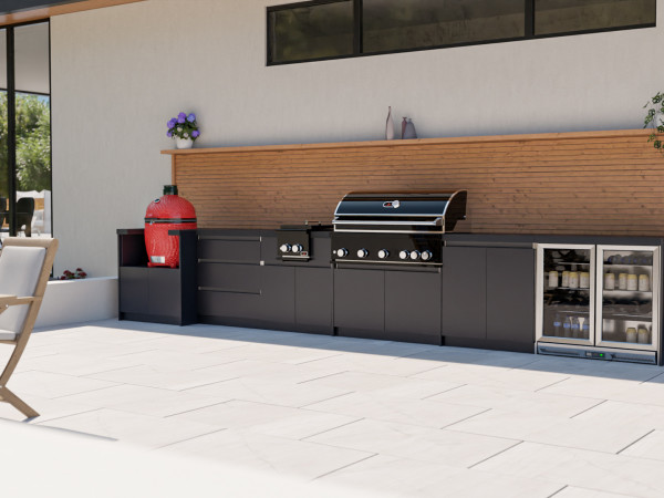 Whistler Grills - Fairford 7 Piece Outdoor Kitchen with Side Burner - Black