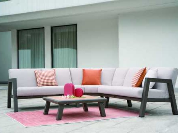 Nova - Hunter Angled Corner Sofa Set with Square Coffee Table - Bronze