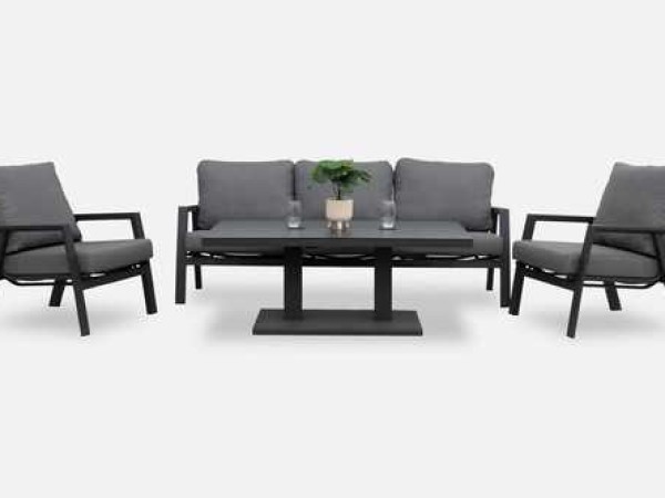 Nova - Zara 3 Seater Sofa Dining Set with Rectangular Rising Table - Grey