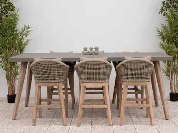 Nova - Summer 8 Seat Rectangular High Dining Set - Beige